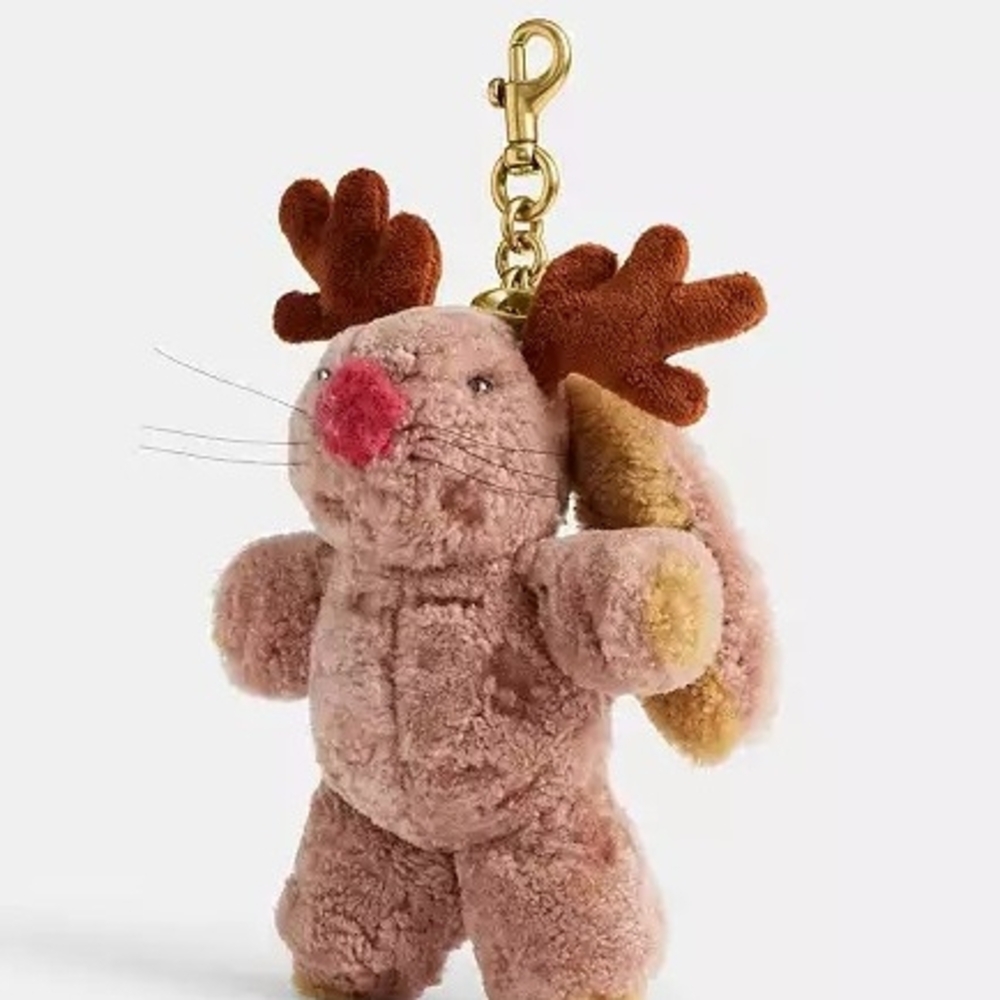 Coach Floppy Plush Reindeer Keychain